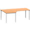 Schäfer Shop Genius Bureau d'angle MODENA FLEX 90°, approche à gauche, 4 pieds en tube carré, L 2000 mm, hêtre/blanc