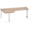 Schäfer Shop Genius Bureau d'angle MODENA FLEX 90°, approche à gauche, tube rond à pieds en T, L 2000 mm, chêne-décor/blanc-alu