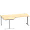 Schäfer Shop Genius Bureau d'angle MODENA FLEX 90°, approche à gauche, tube rond à pieds en T, L 2000 mm, érable/blanc