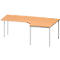 Schäfer Shop Genius Bureau d’angle MODENA FLEX 90°, extension à droite, d'un côté, espacement des pieds réduit sur le côté, 4 pieds avec tubes ronds, coloris hêtre 