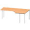 Schäfer Shop Genius Bureau d’angle MODENA FLEX 90°, extension à droite, des deux côtés, espacement des pieds réduit sur le côté, 4 pieds avec tubes ronds, coloris hêtre 