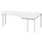 Schäfer Shop Genius Bureau d’angle MODENA FLEX 90°, extension à droite, des deux côtés, espacement des pieds réduit sur le côté, 4 pieds avec tubes ronds, gris clair 