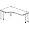 Schäfer Shop Genius Bureau d’angle MODENA FLEX 90°, extension à gauche, des deux côtés, espacement des pieds réduit sur le côté, 4 pieds avec tubes ronds, coloris hêtre 