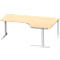 Schäfer Shop Genius Bureau d'angle MODENA FLEX 90°, tube rectangulaire à piétement en C, L 2000 mm, approche à droite, érable/alu blanc
