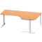 Schäfer Shop Genius Bureau d'angle MODENA FLEX 90°, tube rectangulaire à piétement en C, L 2000 mm, approche à droite, hêtre/alu blanc
