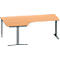 Schäfer Shop Genius Bureau d'angle MODENA FLEX, angle 90° à gauche, pied en T en tube rectangulaire, L 2000 x P 1200/800 x H 650-850 mm, hêtre/anthracite