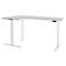 Schäfer Shop Genius Bureau d'angle Modena Flex, réglage électrique de la hauteur, angle 90°, pied en T, L 2000 mm, gris clair/blanc