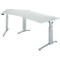 Schäfer Shop Genius bureau ERGOSTYLE S, 135°, één niveau, elektrisch in hoogte verstelbaar, aanbouw links, C-voet, B 2165 x D 800 x H 715-1182 mm, incl. Memory Master, aluminium lichtgrijs/wit