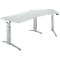 Schäfer Shop Genius bureau ERGOSTYLE S, 135°, één niveau, elektrisch in hoogte verstelbaar, aanbouw rechts, C-voet, B 2165 x D 800 x H 715-1182 mm, incl. Memory Master, aluminium lichtgrijs/wit