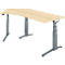 Schäfer Shop Genius Bureau ERGOSTYLE S, 135°, réglage électrique de la hauteur, approche à gauche, deux niveaux, pied en C, L 2165 x P 800 x H 645-1305 mm, avec Memory Master, érable/anthracite