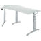 Schäfer Shop Genius Bureau ERGOSTYLE S, 135°, réglage électrique de la hauteur, approche à gauche, deux niveaux, pied en C, L 2165 x P 800 x H 645-1305 mm, avec Memory Master, gris clair/aluminium blanc