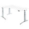Schaefer Shop Genius bureau ERGOSTYLE S, 90°, aanbouw links, elektrisch in hoogte verstelbaar, C-voet, tweetraps, B 2000 x D 800 x H 645-1305 mm, incl. Memory Master, alu wit/wit
