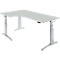 Schaefer Shop Genius bureau ERGOSTYLE S, 90°, aanbouw links, elektrisch in hoogte verstelbaar, C-voet, tweetraps, B 2000 x D 800 x H 645-1305 mm, incl. Memory Master, aluminium lichtgrijs/wit