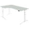 Schaefer Shop Genius bureau ERGOSTYLE S, 90°, aanbouw links, elektrisch in hoogte verstelbaar, C-voet, tweetraps, B 2000 x D 800 x H 645-1305 mm, incl. Memory Master, lichtgrijs/wit