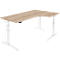 Schäfer Shop Genius Bureau ERGOSTYLE S, 90°, approche à droite, réglage électrique de la hauteur, pied en C, deux niveaux, L 2000 x P 800 x H 645-1305 mm, avec Memory Master, chêne/blanc
