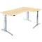 Schäfer Shop Genius Bureau ERGOSTYLE S, 90°, approche à droite, réglage électrique de la hauteur, pied en C, deux niveaux, L 2000 x P 800 x H 645-1305 mm, avec Memory Master, érable/aluminium blanc
