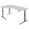 Schäfer Shop Genius Bureau ERGOSTYLE S, 90°, approche à gauche, réglage électrique de la hauteur, pied en C, deux niveaux, L 2000 x P 800 x H 645-1305 mm, avec Memory Master, gris clair/anthracite
