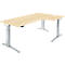 Schäfer Shop Genius bureau ERGOSTYLE S, 90°, elektrisch in hoogte verstelbaar, aanbouw rechts, C-voet, monovlak, B 2000 x D 800 x H 715 - 1182 mm, incl. Memory Master, ahorn/blank aluminium