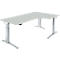 Schäfer Shop Genius bureau ERGOSTYLE S, 90°, elektrisch in hoogte verstelbaar, aanbouw rechts, C-voet, monovlak, B 2000 x D 800 x H 715 - 1182 mm, incl. Memory Master, aluminium lichtgrijs/wit