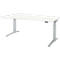 Schäfer Shop Genius bureau ERGOSTYLE S, elektrisch in hoogte verstelbaar, aanbouw links, tweetraps, C-voet, B 1800 x D 800/1000 x H 645-1305 mm, incl. Memory Master, wit/blank aluminium