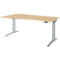 Schaefer Shop Genius bureau ERGOSTYLE S, elektrisch in hoogte verstelbaar, één niveau, aanbouw links, C-voet, B 1800 x D 800/1000 x H 715-1182 mm, incl. Memory Master, ahorn/blank aluminium
