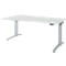 Schaefer Shop Genius bureau ERGOSTYLE S, elektrisch in hoogte verstelbaar, één niveau, aanbouw links, C-voet, B 1800 x D 800/1000 x H 715-1182 mm, incl. Memory Master, aluminium lichtgrijs/wit
