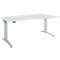 Schaefer Shop Genius bureau ERGOSTYLE S, elektrisch in hoogte verstelbaar, één niveau, aanbouw rechts, C-voet, B 1800 x D 800/1000 x H 715-1182 mm, incl. Memory Master, aluminium lichtgrijs/wit