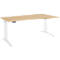 Schäfer Shop Genius bureau ERGOSTYLE S, elektrisch in hoogte verstelbaar, enkelvoudig, aanbouw rechts, C-voet, B 1800 x D 800/1000 x H 715-1182 mm, incl. Memory Master, ahorn/wit