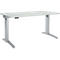 Schäfer Shop Genius bureau ERGOSTYLE S, rechthoekig, elektrisch in hoogte verstelbaar, één niveau, C-voet, B 1600 x D 800 x H 715-1182 mm, incl. Memory Master, aluminium lichtgrijs/wit