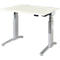 Schäfer Shop Genius bureau ERGOSTYLE S, rechthoekig, elektrisch in hoogte verstelbaar, tweetraps, C-voet, B 1200 x D 800 x H 635-1305 mm, incl. Memory Master, wit/blank aluminium