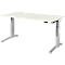 Schäfer Shop Genius bureau ERGOSTYLE S, rechthoekig, elektrisch in hoogte verstelbaar, tweetraps, C-voet, B 1600 x D 800 x H 635-1305 mm, incl. Memory Master, wit/blank aluminium