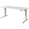 Schäfer Shop Genius bureau ERGOSTYLE S, rechthoekig, elektrisch in hoogte verstelbaar, tweetraps, C-voet, B 1800 x D 800 x H 635-1305 mm, incl. Memory Master, aluminium lichtgrijs/wit