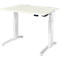 Schäfer Shop Genius Bureau ERGOSTYLE S, rectangulaire, réglage électrique de la hauteur, deux niveaux, pied en C, L 1200 x P 800 x H 635-1305 mm, avec Memory Master, blanc/blanc