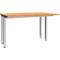 Schäfer Shop Genius bureau MODENA FLEX, 4-poots vierkante buis, ingekorte zijpanelen, B 1200 mm, beuken