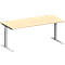 Schäfer Shop Genius bureau MODENA FLEX, C-voet rechthoekige buis, B 1800 x D 800 mm, ahorn/wit aluminium