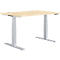 Schäfer Shop Genius bureau MODENA FLEX, elektrisch in hoogte verstelbaar, rechthoekig, T-poot, B 1200 x D 800 mm, ahorn/blank aluminium