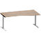 Schäfer Shop Genius Bureau MODENA FLEX, forme libre à droite, pied en T tube rectangulaire, L 1800 x P 1000/800 x H 650-850 mm, chêne/alu blanc