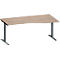 Schäfer Shop Genius Bureau MODENA FLEX, forme libre à droite, pied en T tube rectangulaire, L 1800 x P 1000/800 x H 650-850 mm, chêne/anthracite