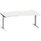 Schäfer Shop Genius Bureau MODENA FLEX, forme libre à droite, pied en T tube rectangulaire, L 1800 x P 1000/800 x H 650-850 mm, gris clair/alu blanc
