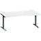 Schäfer Shop Genius Bureau MODENA FLEX, forme libre à droite, pied en T tube rectangulaire, L 1800 x P 1000/800 x H 650-850 mm, gris clair/anthracite