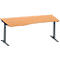 Schäfer Shop Genius Bureau MODENA FLEX, forme libre à gauche, pied en T en tube rectangulaire, L 1800 x P 1000/800 x H 650-850 mm, hêtre/anthracite