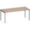 Schäfer Shop Genius Bureau MODENA FLEX, forme libre à gauche, pied en T tube rectangulaire, L 1800 x P 1000/800 x H 650-850 mm, chêne/anthracite