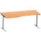 Schäfer Shop Genius Bureau MODENA FLEX, forme libre à gauche, pied en T tube rectangulaire, L 1800 x P 1000/800 x H 650-850 mm, hêtre/alu blanc