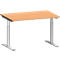 Schäfer Shop Genius Bureau MODENA FLEX, pied en T en tube rond, L 1200 x P 800 mm, hêtre/alu blanc