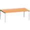 Schäfer Shop Genius bureau Modena Flex, rechthoekig, 4-poots buis, B 2000 x D 1000 x H 650-850 mm, beuken/wit aluminium