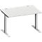 Schäfer Shop Genius Bureau MODENA FLEX, rectangulaire, pied en T tube rectangulaire, L 1200 x P 800 x H 650-850 mm, gris clair/alu blanc