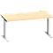 Schäfer Shop Genius Bureau MODENA FLEX, rectangulaire, pied en T tube rectangulaire, L 1600 x P 800 x H 650-850 mm, érable/alu blanc