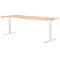 Schäfer Shop Genius Bureau MODENA FLEX, réglage électrique de la hauteur, forme libre, approche à droite, L 1800 mm, érable/blanc