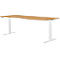Schäfer Shop Genius Bureau MODENA FLEX, réglage électrique de la hauteur, forme libre, approche à droite, L 1800 mm, hêtre/blanc