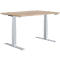 Schäfer Shop Genius Bureau MODENA FLEX, réglage électrique de la hauteur, rectangle, pied en T, L 1200 x P 800 mm, chêne/alu blanc